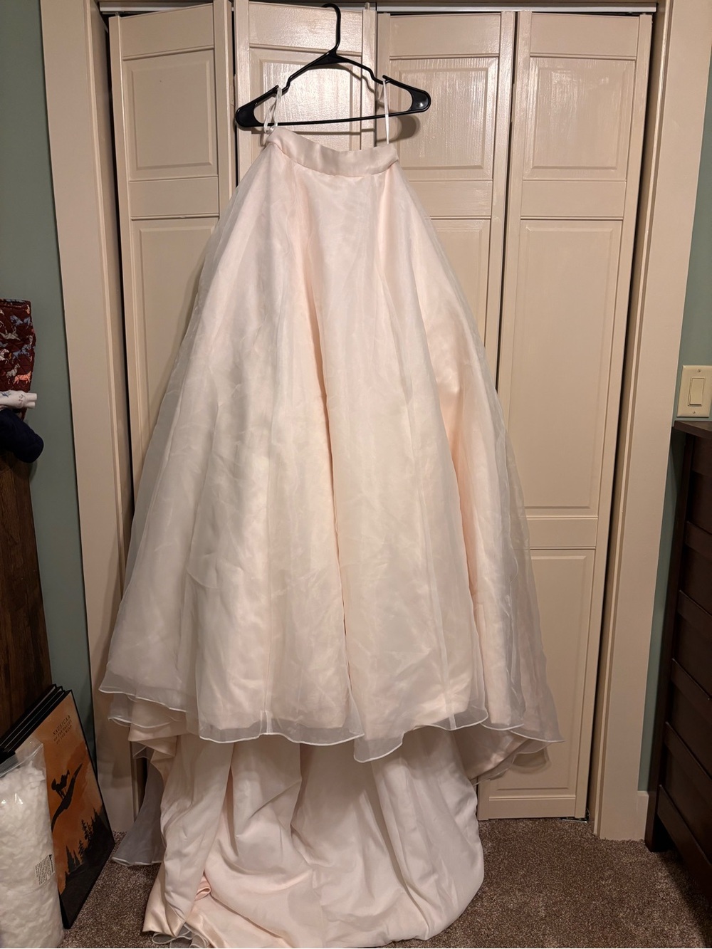 Blush pink bridal skirt with train
